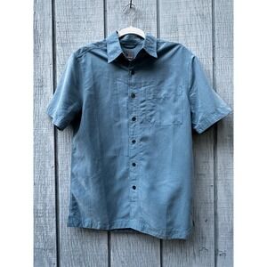 Royal Robbins Mens Relaxed Fit Short Sleeve Button Up Shirt‎ Blue Small Outdoor